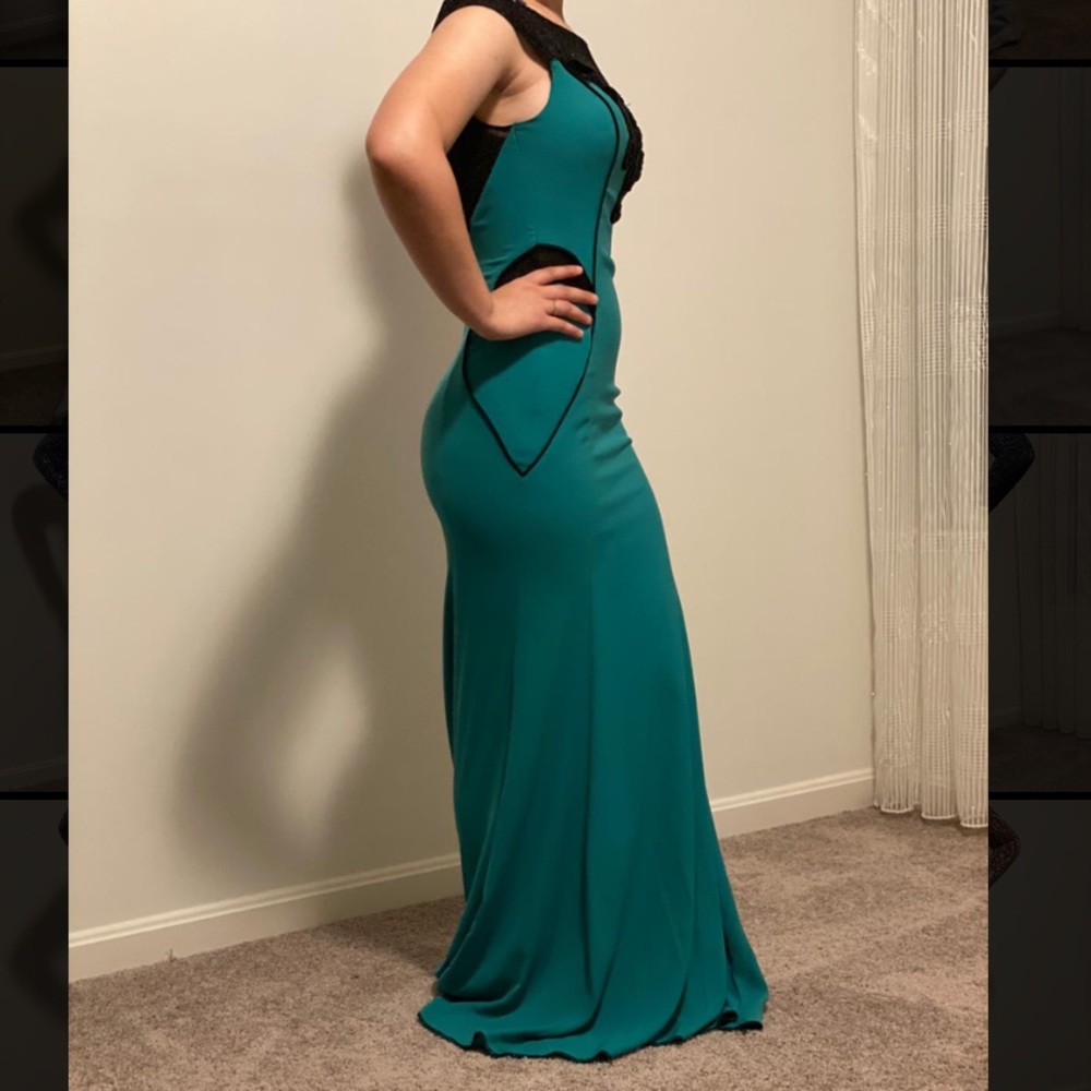 short sleeve teal dress